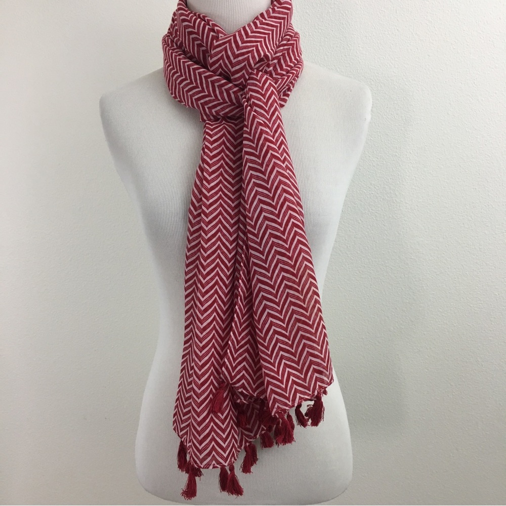 Chevron Fringed Scarf Shawl